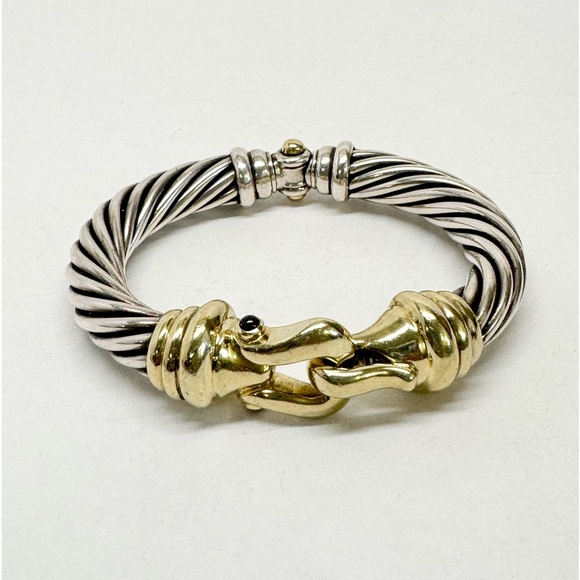 David Yurman 10mm Gold Buckle Sterling Silver Bracelet - Picture 2 of 11